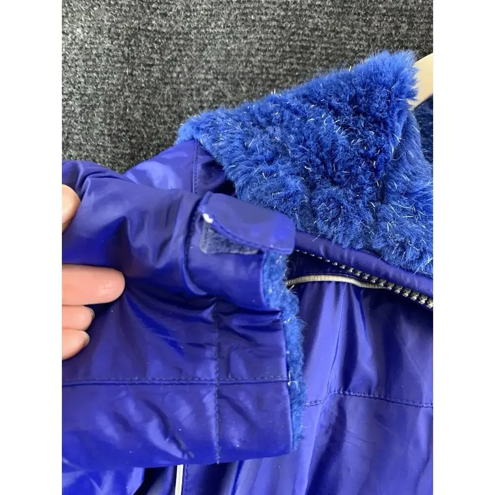 VTG? Girl Cooper Key Reversible Coat Jacket Faux Fur Blue Size 7/8